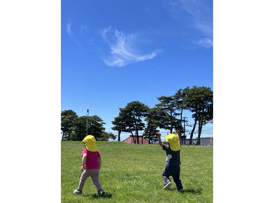 保育園　函館　札幌　江別　晴れの日　園外　お弁当　おべんとう　しゃぼん玉