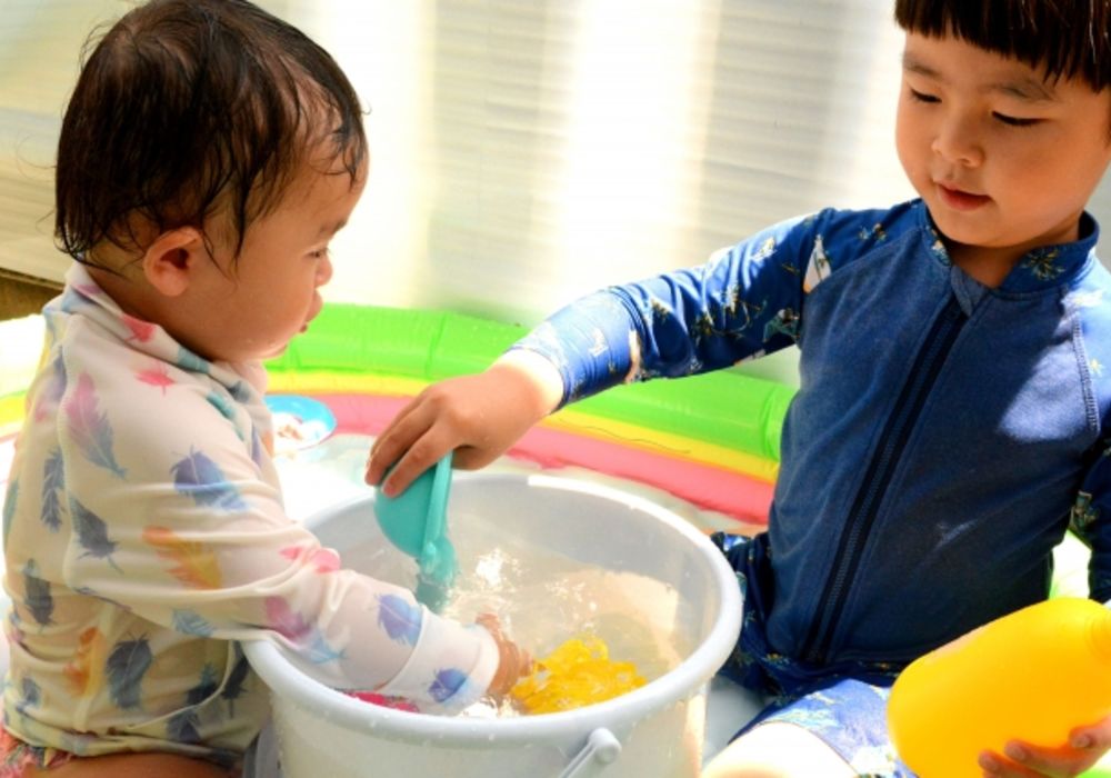 札幌　江別　保育園　水遊び
