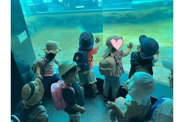 アザラシを見る子どもたち