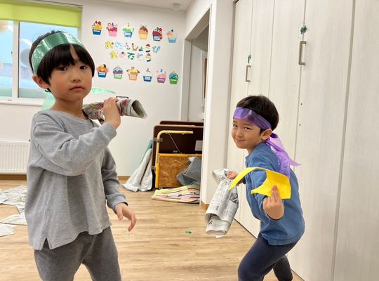 江別市　認定保育園　折り紙　画用紙　創作