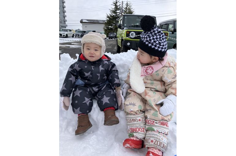 函館　保育園　雪遊び　一休み